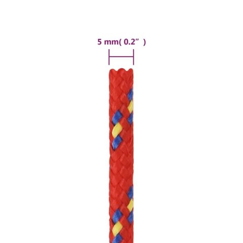  Linka żeglarska, czerwona, 5 mm, 25 m, polipropylen