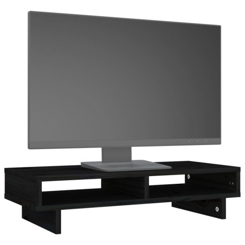  Podstawka na monitor, czarna, 60x27x14 cm, lite drewno sosnowe