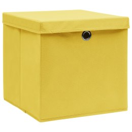  Pudełka z pokrywami, 10 szt., żółte, 32x32x32 cm, tkanina