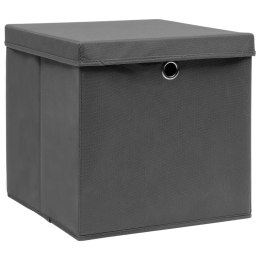  Pudełka z pokrywami, 4 szt., szare, 32x32x32 cm, tkanina