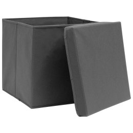  Pudełka z pokrywami, 4 szt., szare, 32x32x32 cm, tkanina