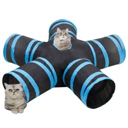  Tunel dla kotów, pięcioramienny, czarno-niebieski, 25 cm