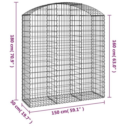 Łukowaty kosz gabionowy 150x50x160/180 cm, galwanizowane żelazo