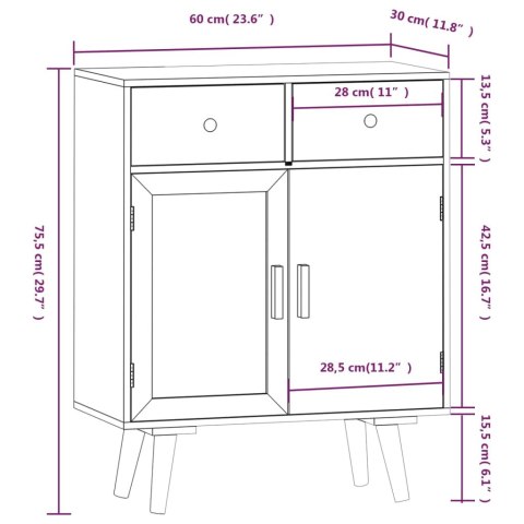 Szafka z szufladami, 60x30x75,5 cm, materiał drewnopochodny