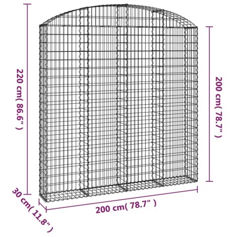 Łukowaty kosz gabionowy 200x30x200/220 cm, galwanizowane żelazo