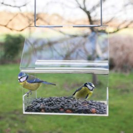 Esschert Design Wiszący karmnik dla ptaków w kształcie domku, akrylowy