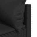 Narożne moduły sofy z poduszkami, 2 szt., czarne, polirattan