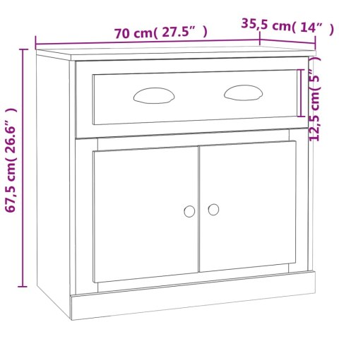 Szafka, czarna, 70x35,5x67,5 cm, materiał drewnopochodny