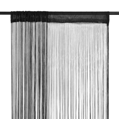 Zasłony sznurkowe, 2 sztuki, 140 x 250 cm, czarne