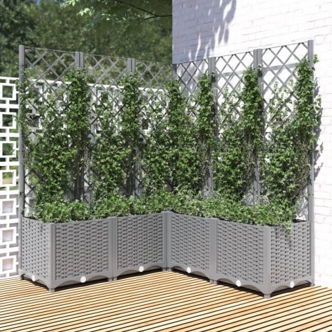 Donica ogrodowa z kratką, jasnoszara, 120x120x136 cm, PP