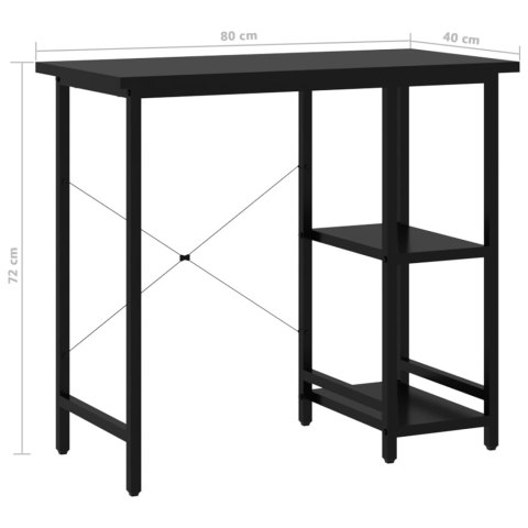 Biurko komputerowe, czarne, 80x40x72 cm, MDF i metal