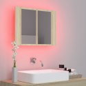 Szafka łazienkowa z lustrem i LED, dąb sonoma, 60x12x45, akryl