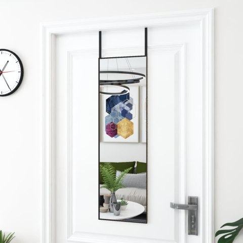 Lustro na drzwi, czarne, 30x100 cm, szkło i aluminium
