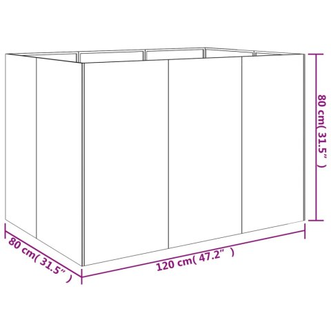 Podwyższona donica, 120x80x80 cm, stal kortenowska