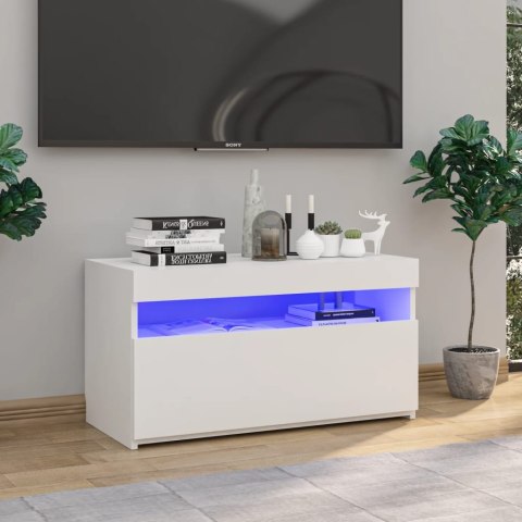 Szafka pod TV z oświetleniem LED, biała, 75x35x40 cm