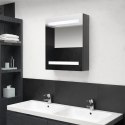 Szafka łazienkowa z lustrem i LED, lśniąca szarość, 50x14x60 cm
