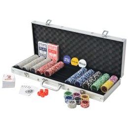 Zestaw do gry w pokera 500 żetonów laserowych, aluminium