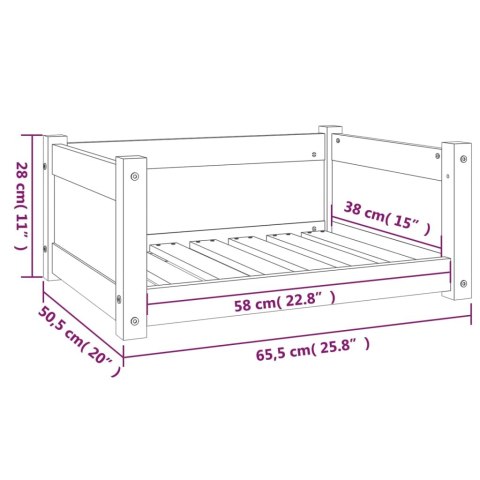 Legowisko dla psa, szare, 65,5x50,5x28 cm, lite drewno sosnowe