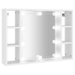 Szafka z lustrem i oświetleniem LED, biała, 76x15x55 cm