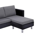 3-osobowa sofa z poduszkami, czarna, sztuczna skóra