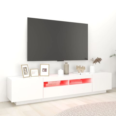 Szafka pod TV z oświetleniem LED, biała, 200x35x40 cm