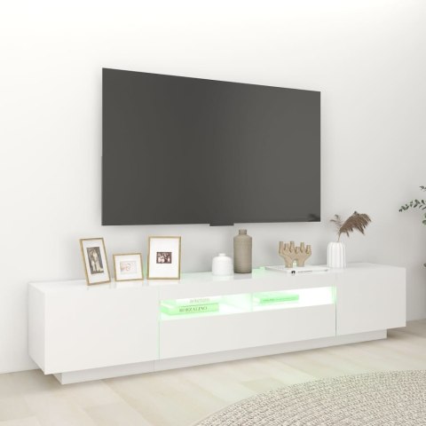 Szafka pod TV z oświetleniem LED, biała, 200x35x40 cm