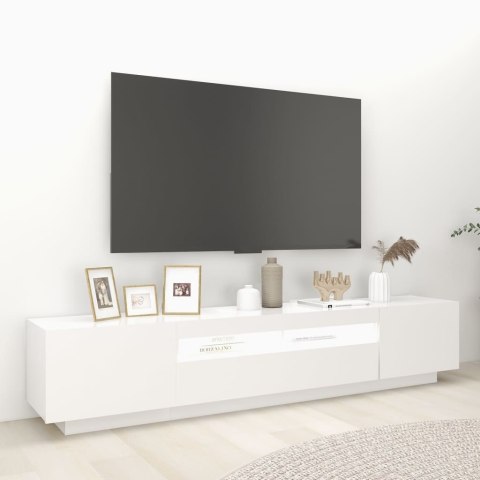 Szafka pod TV z oświetleniem LED, biała, 200x35x40 cm