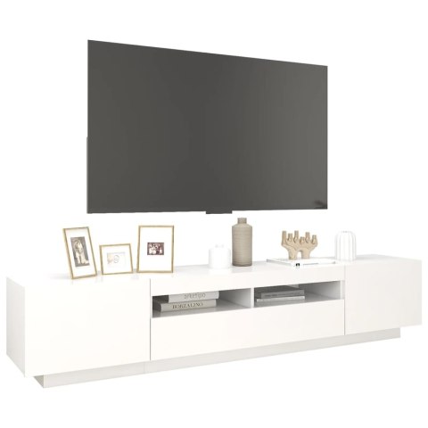 Szafka pod TV z oświetleniem LED, biała, 200x35x40 cm