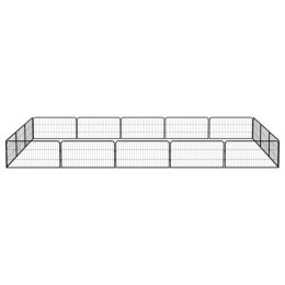 Kojec dla psa, 16 panele, czarny, 100x50 cm, stal