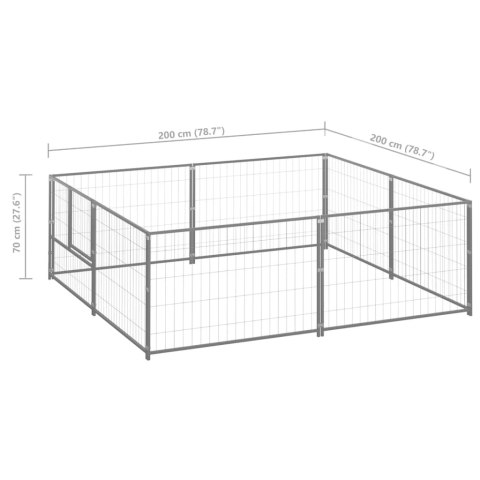 Kojec dla psa, srebrny, 4 m², stalowy