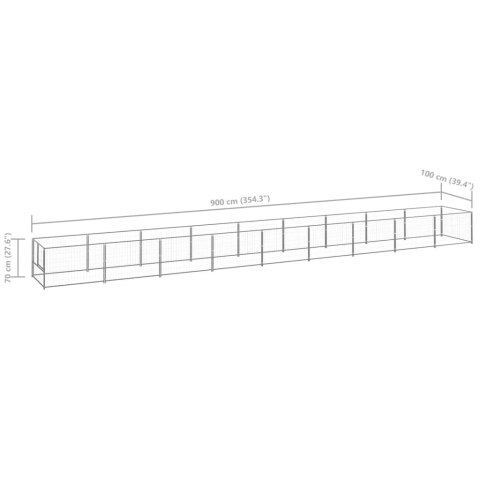 Kojec dla psa, srebrny, 9 m², stalowy