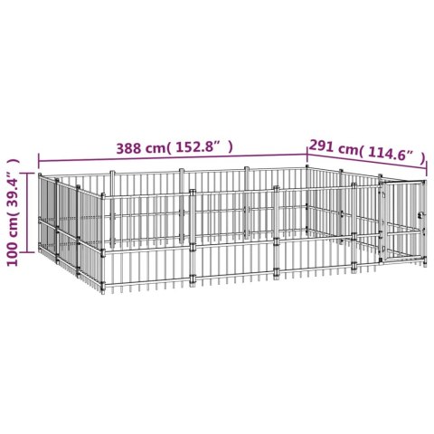 Kojec zewnętrzny dla psa, stalowy, 11,58 m²