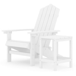 Krzesło ogrodowe Adirondack ze stolikiem, HDPE, białe