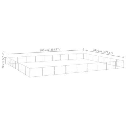 Kojec dla psa, srebrny, 63 m², stalowy