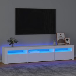 Szafka pod TV z oświetleniem LED, biała, 195x35x40 cm