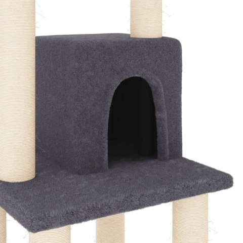 Drapak dla kota z sizalowymi słupkami, ciemnoszary, 105 cm