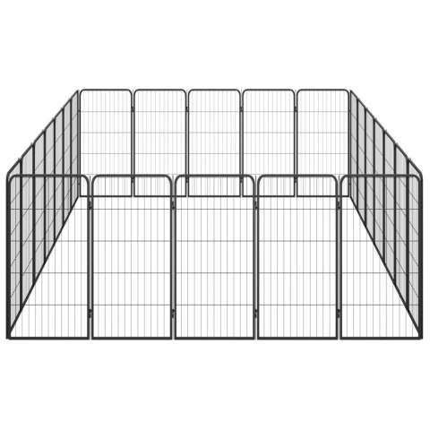 Kojec dla psa, 24 paneli, czarny, 50x100 cm, stal