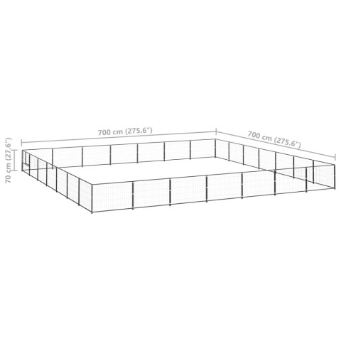 Kojec dla psa, czarny, 49 m², stalowy