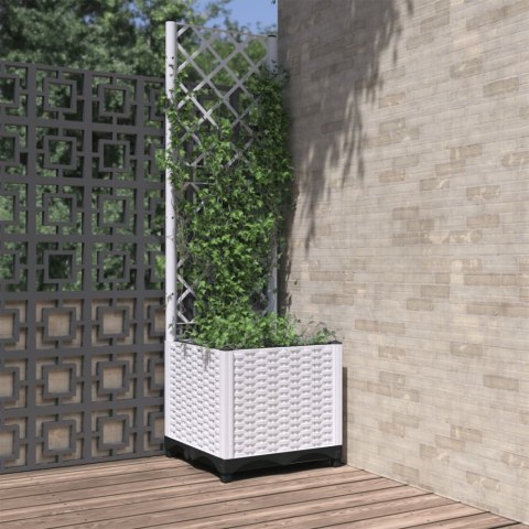 Donica ogrodowa z kratką, biała, 40x40x136 cm, PP