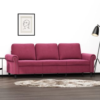 Sofa 3-osobowa, winna czerwień, 180 cm, obita aksamitem