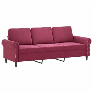 Sofa 3-osobowa, winna czerwień, 180 cm, obita aksamitem