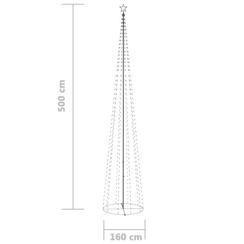  Choinka stożkowa, 752 lampki LED, zimne białe, 160x500 cm