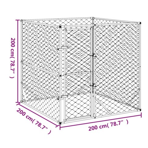 Kojec zewnętrzny dla psa, 2x2x2 m, stal galwanizowana