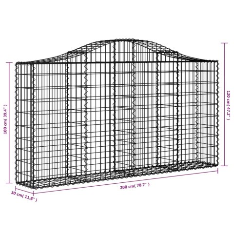 Kosze gabionowe, 5 szt, 200x30x100/120 cm, galwanizowane żelazo