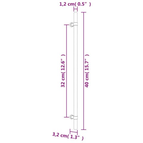 Uchwyty do szafek, 5 szt., czarne, 320 mm, stal nierdzewna