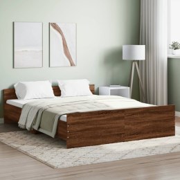 Rama łóżka z wezgłowiem i zanóżkiem, brązowy dąb, 150x200 cm