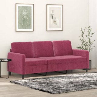 Sofa 3-osobowa, winna czerwień, 180 cm, obita aksamitem