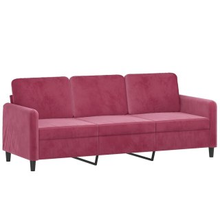 Sofa 3-osobowa, winna czerwień, 180 cm, obita aksamitem