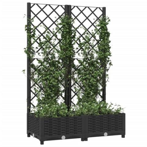 Donica ogrodowa z kratką, czarna, 80x40x121,5 cm, PP