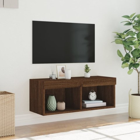 Szafka TV z oświetleniem LED, brązowy dąb, 80x30x30 cm